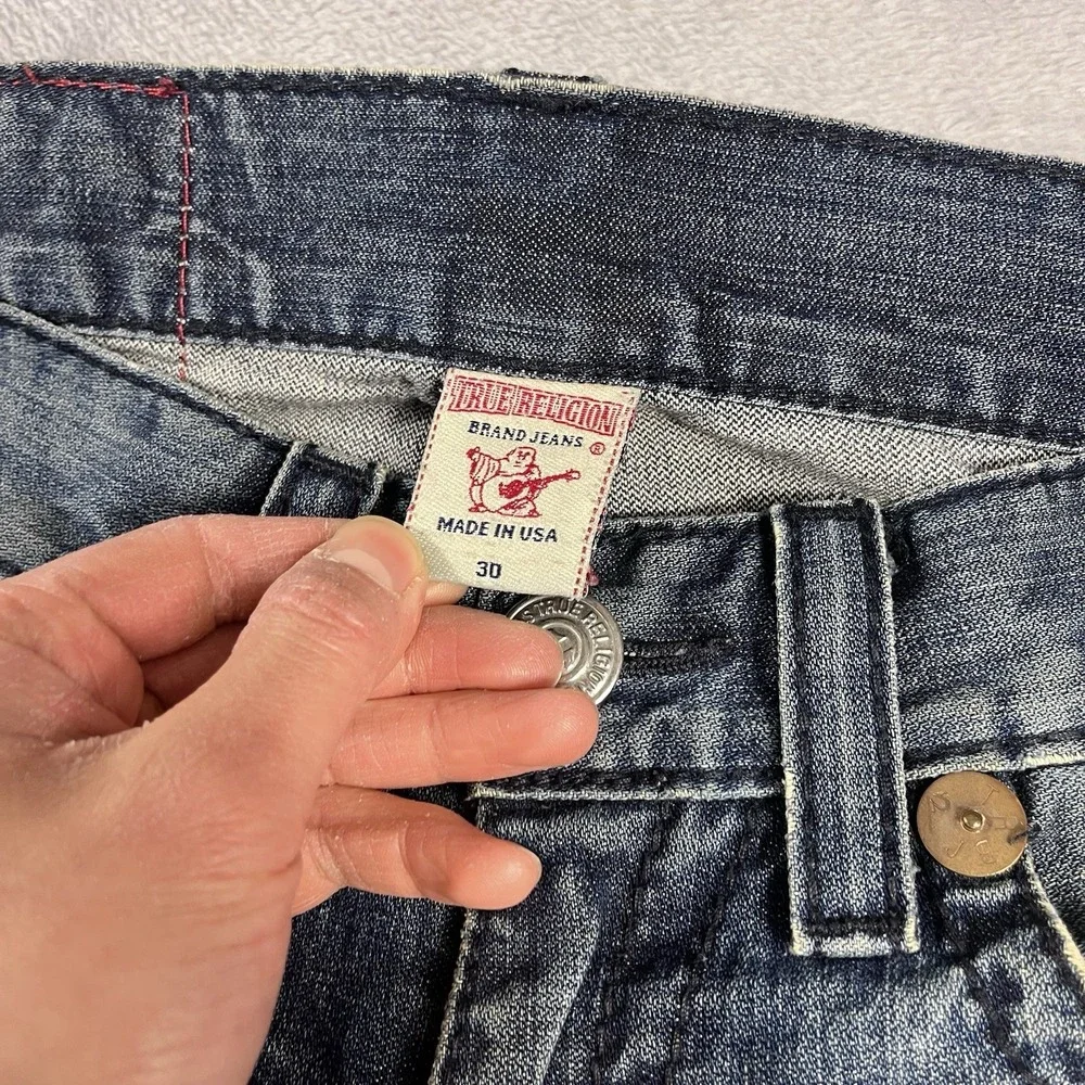 True Religion Men's Rainbow Ricky Jeans Blue Denim Made in USA‎ Y2K Size 34x32
